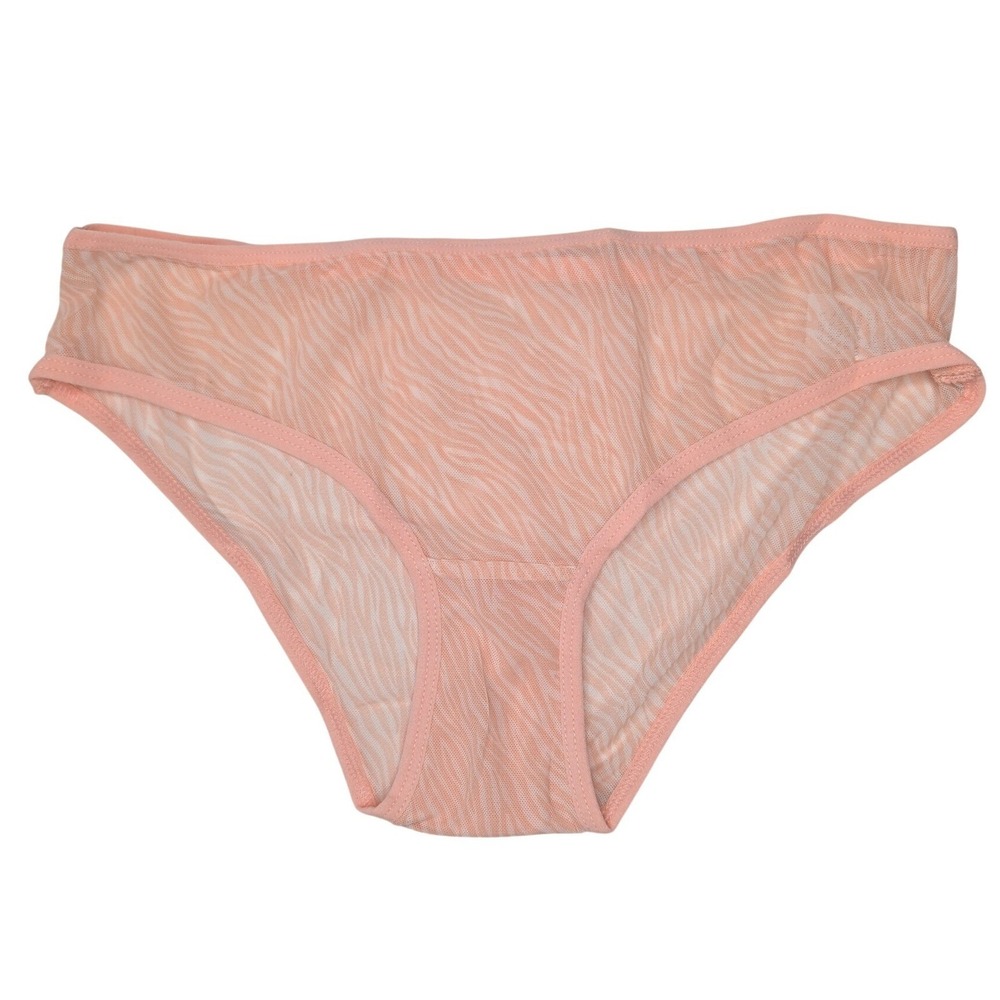 NEW Unworn Knotty Pastel Peach Zebra print Mesh Panties Underwear